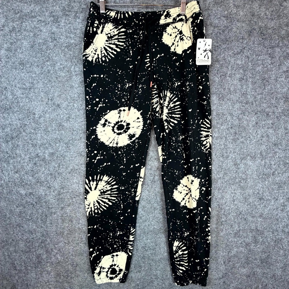 P.J. Salvage Sweatpants Women Small Charcoal Tie Dye Slate Drawstring Joggers